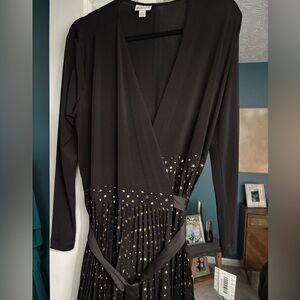 LuLaRoe Black and Gold Deanne Wrap Dress